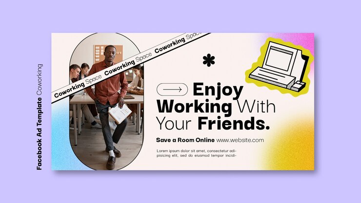 Gratis PSD platte ontwerp coworking-sjabloon