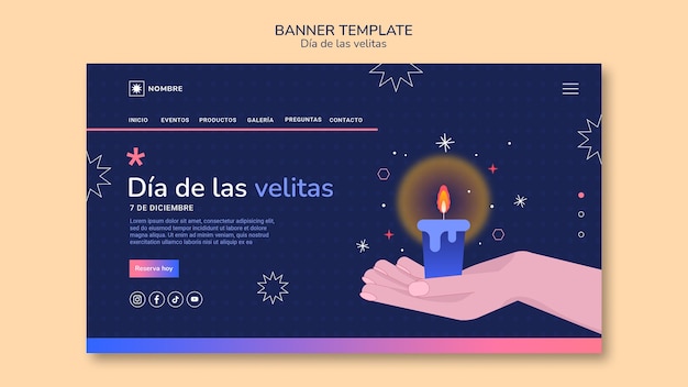 Gratis PSD platte ontwerp dia de la velitas sjabloon