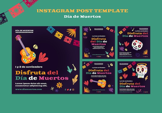 Gratis PSD platte ontwerp dia de muertos sjabloon