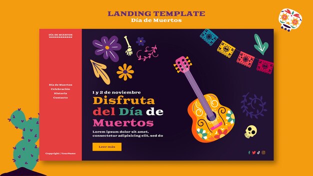 Gratis PSD platte ontwerp dia de muertos sjabloon