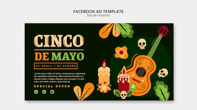 Gratis PSD platte ontwerp dia de muertos sjabloon