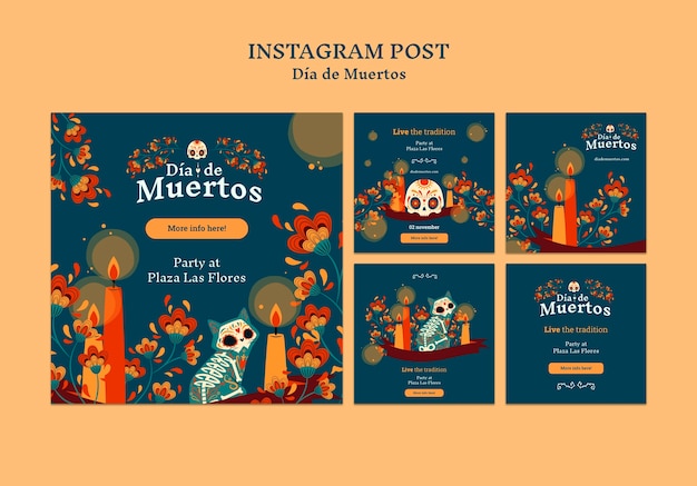 Gratis PSD platte ontwerp dia de muertos sjabloon