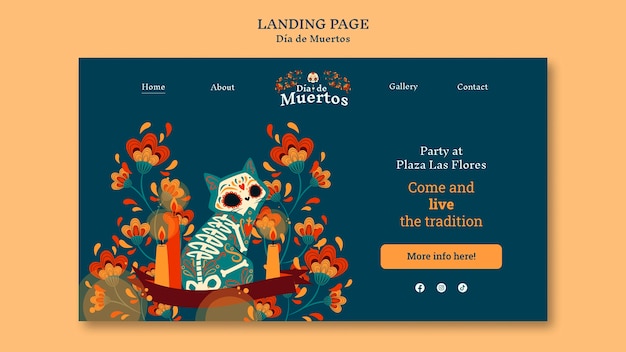 Gratis PSD platte ontwerp dia de muertos sjabloon