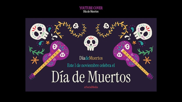 Gratis PSD platte ontwerp dia de muertos sjabloon