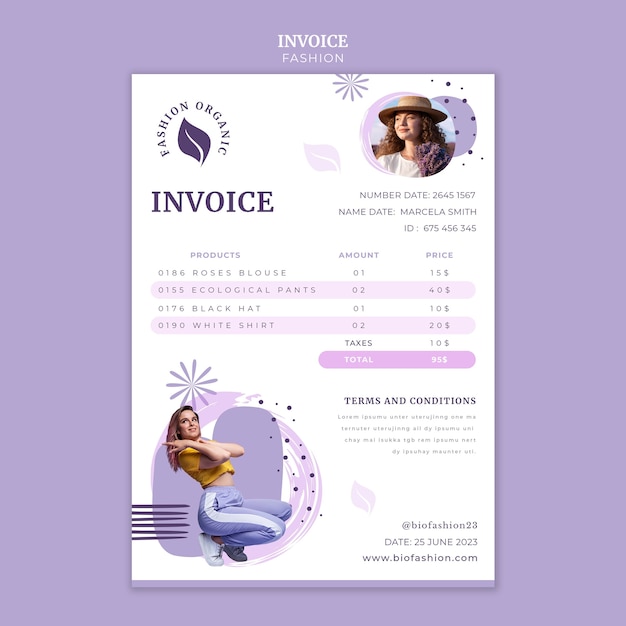 Gratis PSD platte ontwerp digitale lavander factuursjabloon