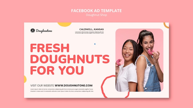 Gratis PSD platte ontwerp donut winkel facebook sjabloon