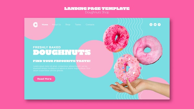 Gratis PSD platte ontwerp donuts sjabloon