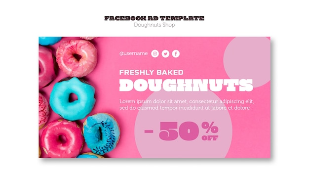 Gratis PSD platte ontwerp donuts sjabloon