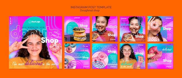 Gratis PSD platte ontwerp donuts sjabloon