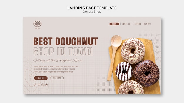 Gratis PSD platte ontwerp donuts winkelsjabloon