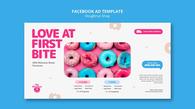 Gratis PSD platte ontwerp donuts winkelsjabloon