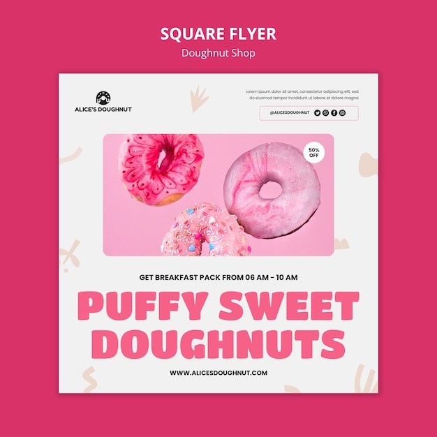 Gratis PSD platte ontwerp donuts winkelsjabloon