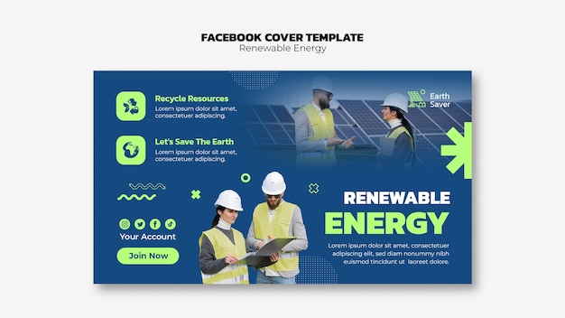 Gratis PSD platte ontwerp duurzame energie facebook omslag