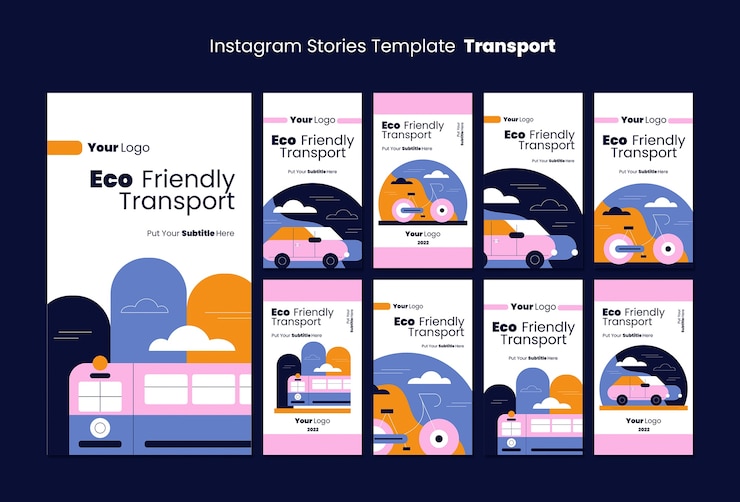 Gratis PSD platte ontwerp eco transport instagram verhalen