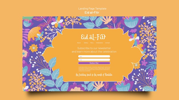 Gratis PSD platte ontwerp eid al-fitr bestemmingspagina ontwerpsjabloon