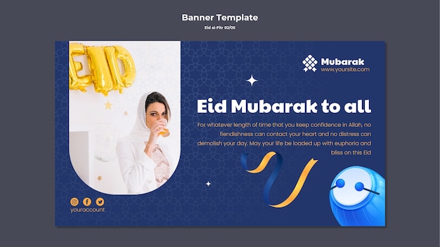 Gratis PSD platte ontwerp eid al fitr-sjabloon voor spandoek