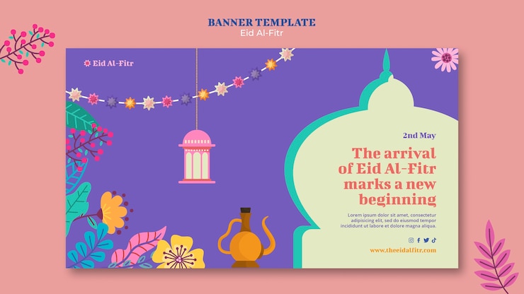 Gratis PSD platte ontwerp eid al fitr-sjabloon voor spandoek