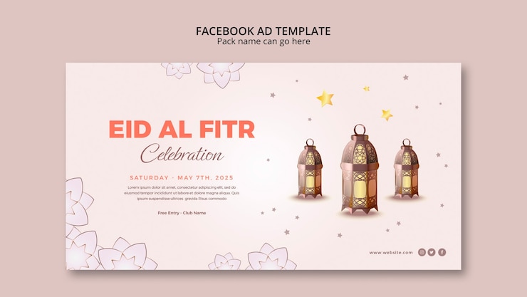 Gratis PSD platte ontwerp eid al-fitr-sjabloon