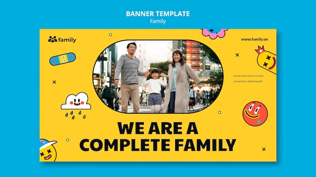 Gratis PSD platte ontwerp familie banner ontwerpsjabloon