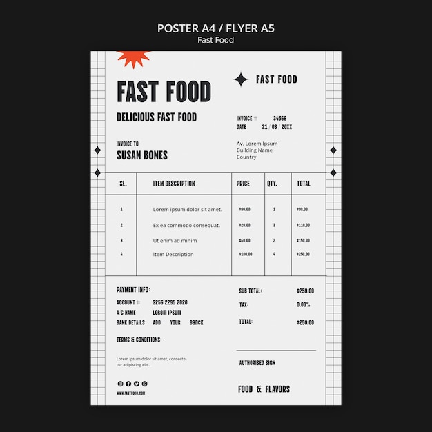 Gratis PSD platte ontwerp fastfood postersjabloon