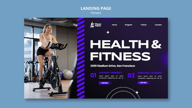 Gratis PSD platte ontwerp fitness bestemmingspagina sjabloon