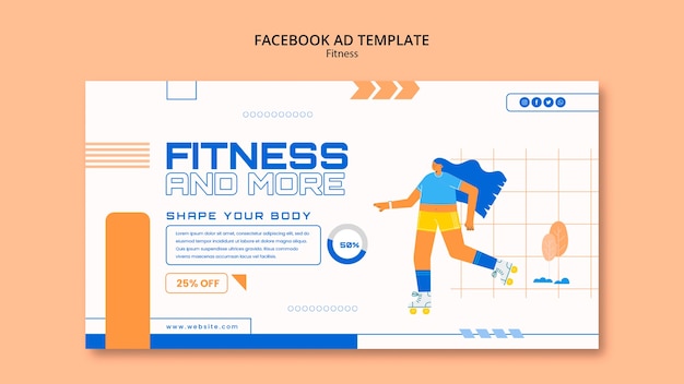 Platte ontwerp fitness facebook advertentiesjabloon