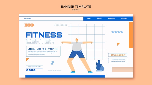 Gratis PSD platte ontwerp fitness sjabloon