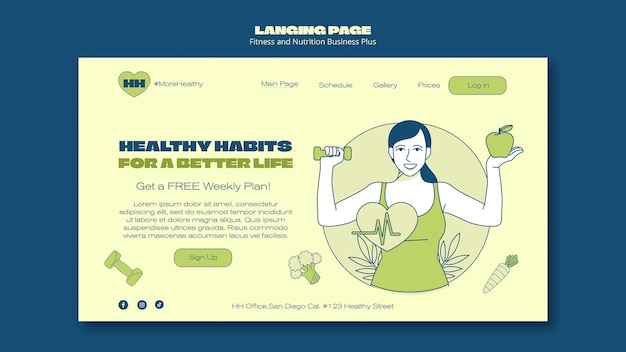 Gratis PSD platte ontwerp fitness sjabloon