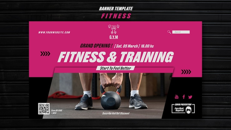 Gratis PSD platte ontwerp fitness sjabloonontwerp
