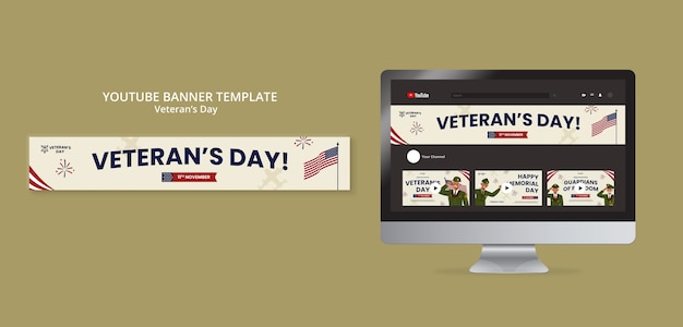 Gratis PSD platte ontwerp flveteran's day youtube-banner