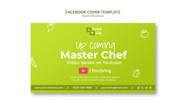 Gratis PSD platte ontwerp food influencer facebook voorbladsjabloon