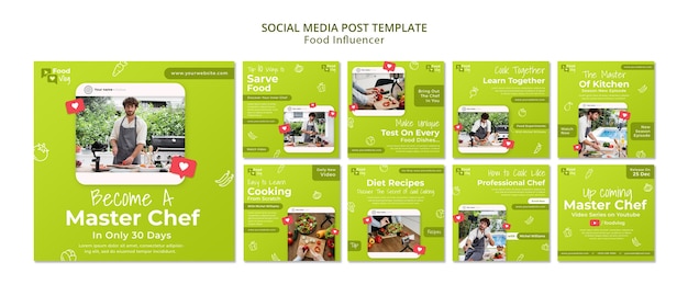 Gratis PSD platte ontwerp food influencer instagram-sjabloon