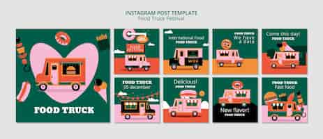Gratis PSD platte ontwerp foodtruck festival instagram-berichten