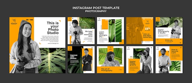 Gratis PSD platte ontwerp fotografie instagram postsjabloon