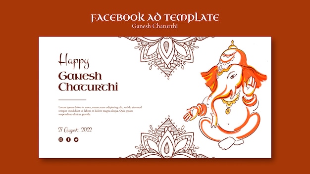 Gratis PSD platte ontwerp ganesh chaturthi-sjabloon