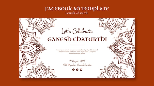 Gratis PSD platte ontwerp ganesh chaturthi-sjabloon