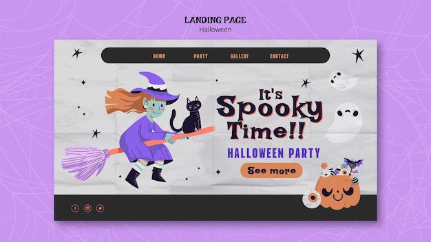 Gratis PSD platte ontwerp halloween sjabloonontwerp