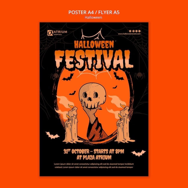 Gratis PSD platte ontwerp halloween sjabloonontwerp