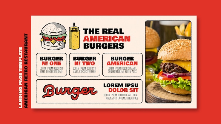 Gratis PSD platte ontwerp hamburger sjabloon