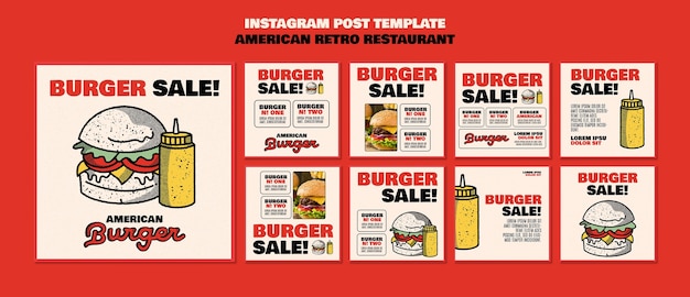 Gratis PSD platte ontwerp hamburger sjabloon