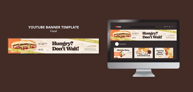 Gratis PSD platte ontwerp heerlijk eten youtube-banner