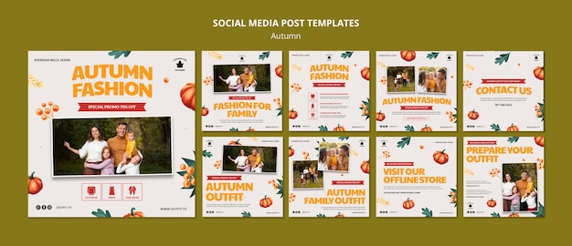 Gratis PSD platte ontwerp herfst instagram post sjabloonontwerp