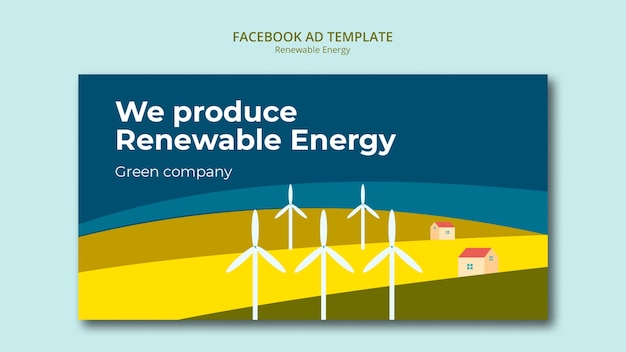 Platte ontwerp hernieuwbare energie facebook sjabloon