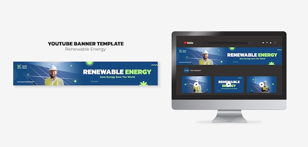 Gratis PSD platte ontwerp hernieuwbare energie youtube-banner