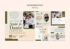 Gratis PSD platte ontwerp huwelijksfeest instagram posts