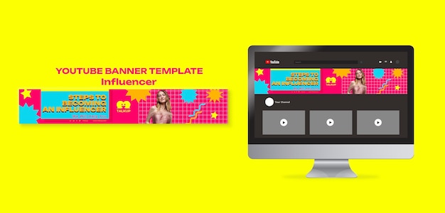 Gratis PSD platte ontwerp influencer carrière youtube-banner