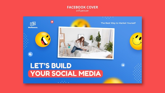 Platte ontwerp influencer facebook voorbladsjabloon