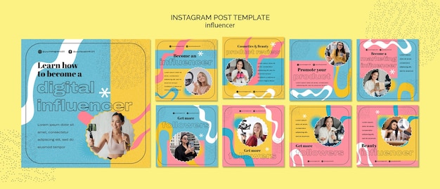 Gratis PSD platte ontwerp influencer instagram posts sjabloon