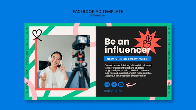 Gratis PSD platte ontwerp influencer-sjabloon