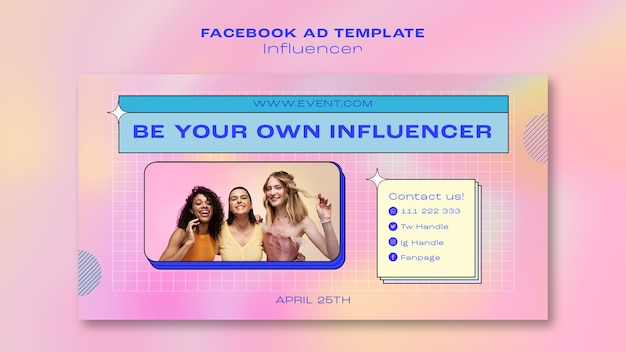 Gratis PSD platte ontwerp influencer-sjabloon